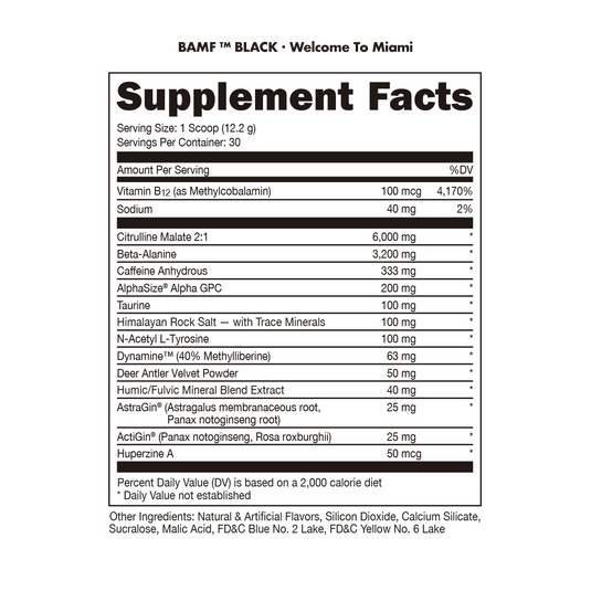 BAMF BLACK - High Stimulant Nootropic Pre-Workout