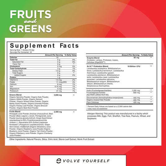 FRUITS AND GREENS by Self Evolve $49.99 from MI Nutrition