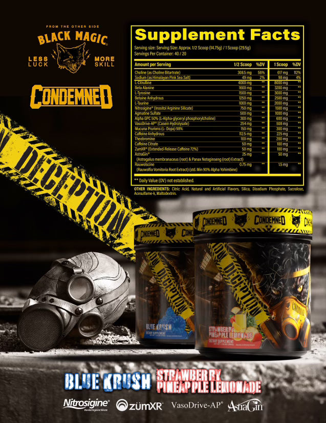 Load image into Gallery viewer, Condemned Labz X Black Magic Deception Preworkout 20 Servings
